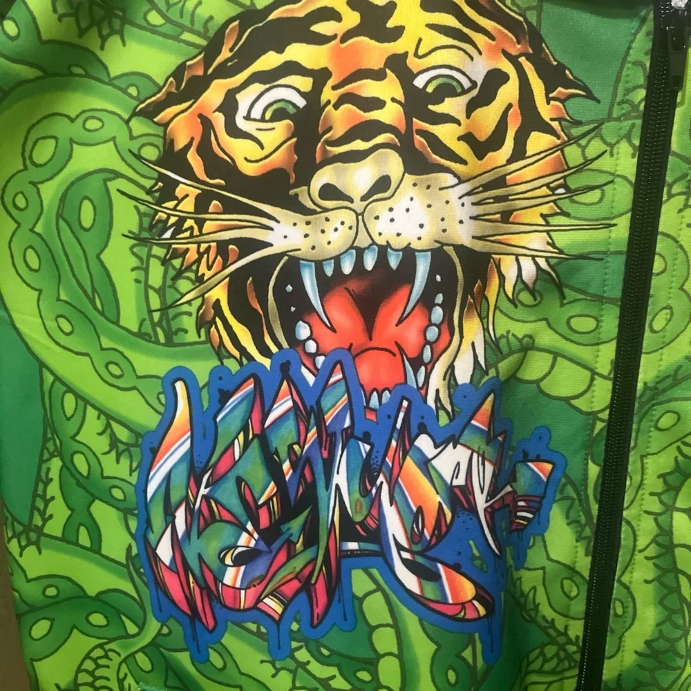 2000s All Over Graphic Tiger New York Ed Hardy by Christian Audigier Track Jacke - Picture 4 of 14